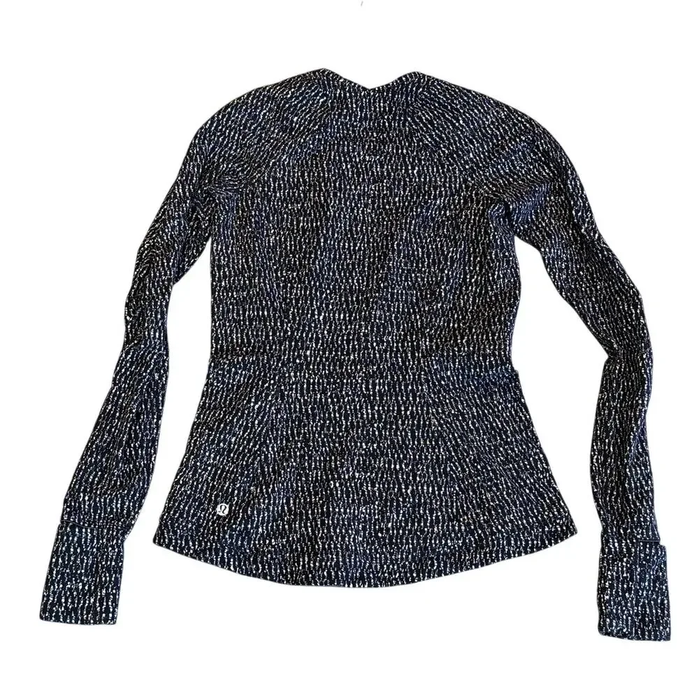 Lululemon Runderful Long Sleeve Knotted Jacquard Black White Women Size XS